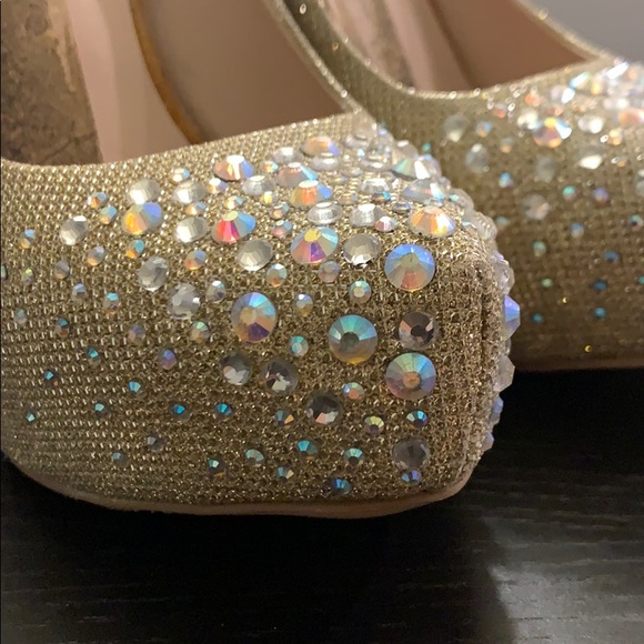 Pump Crystal Bling Rhineston Stilett Platform Heel - Picture 6 of 14